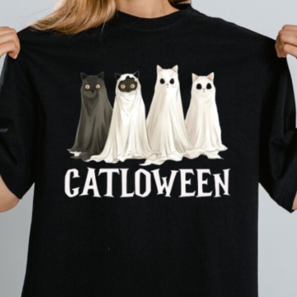 Tops - Cozy Fall Fashion for Cat Lovers, Spooky Cat Shirt